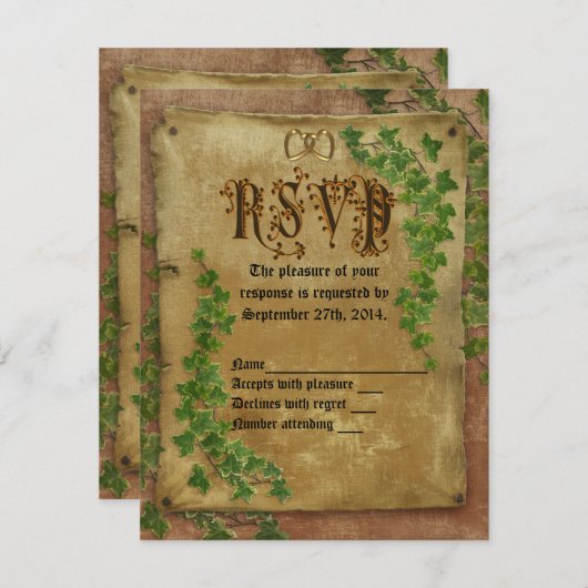 RSVP middeleeuwse bruiloft uitnodiging (Voorkant / Achterkant)