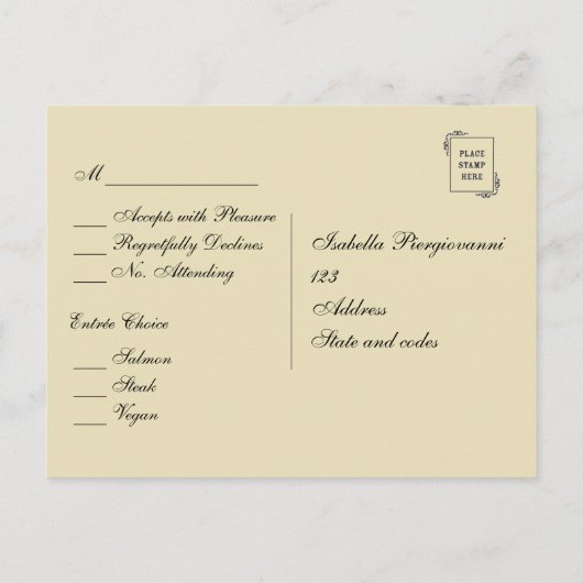 RSVP militaire avec choix de menu (Dos)