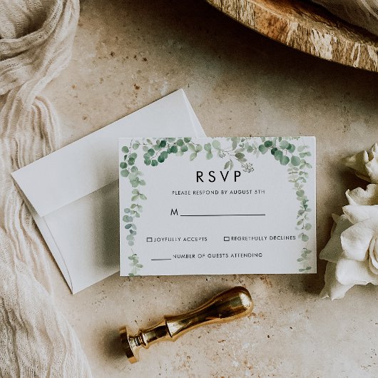 RSVP minimaliste de verdure d'eucalyptus de printe
