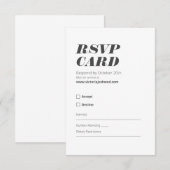 RSVP minimaliste noir et blanc (Devant / Derrière)