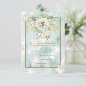 RSVP Mint Turquoise marbre or Rose Floral (Debout devant)
