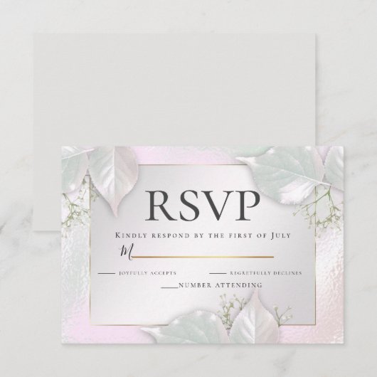 RSVP | Misty Pink Pearl Shimmer Kaart (Voorkant / Achterkant)