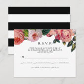 RSVP MODERN Chic Grandes Rayures avec Roses Ancien (Devant / Derrière)