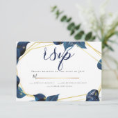 RSVP | Modern Deep Indigo Blue and Gold Kaart (Staand voorkant)