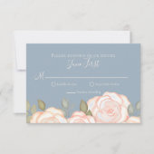 RSVP Modern Elegant minimalist Floral Dusty Blue Kaartje (Voorkant)