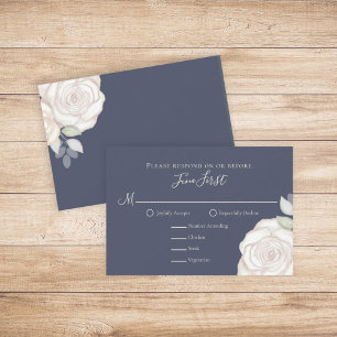 RSVP Modern Elegant minimalist Floral Slate Blue Kaartje