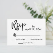 RSVP Modern Handschrift Zwart Wit Bruiloft (Staand voorkant)