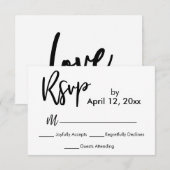 RSVP Modern Handschrift Zwart Wit Bruiloft (Voorkant / Achterkant)