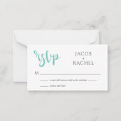 RSVP Modern Script Turquoise Mariage Carte RSVP (Devant)