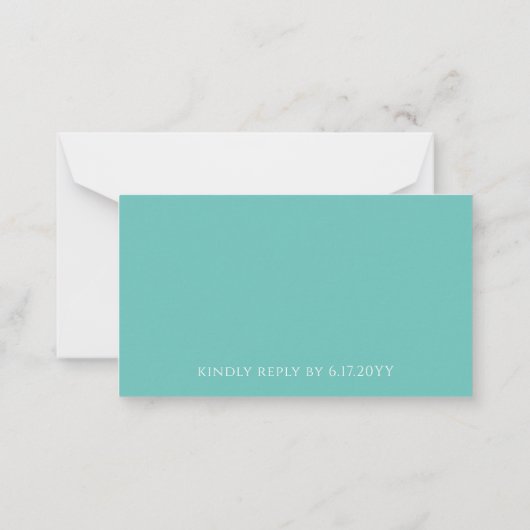 RSVP Modern Script Turquoise Mariage Carte RSVP (Dos)