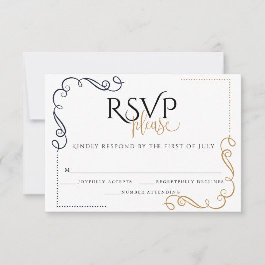 RSVP  |  Modern Zwart en Goud  Minimalistisch (Voorkant)