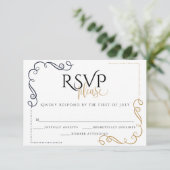 RSVP  |  Modern Zwart en Goud  Minimalistisch (Staand voorkant)