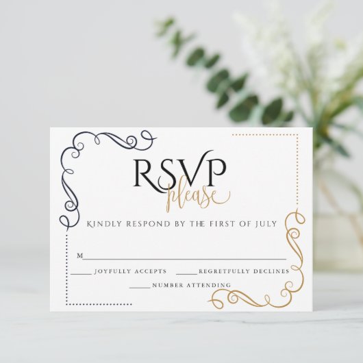 RSVP  |  Modern Zwart en Goud  Minimalistisch (Staand voorkant)