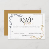 RSVP  |  Modern Zwart en Goud  Minimalistisch (Voorkant / Achterkant)