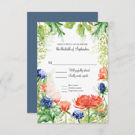 RSVP Moderne Aquarelle Automne Orange Mum n Chardo (Devant / Derrière)
