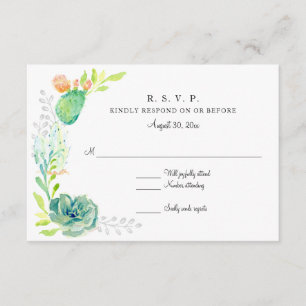 RSVP Moderne Aquarelle Simple Désert Cactus Floral