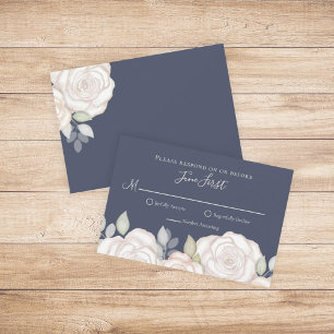 RSVP Moderne Élégant Minimaliste Floral Ardoise Bl