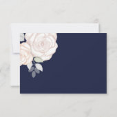 RSVP Moderne Élégant Minimaliste Floral Navy Bleu (Dos)