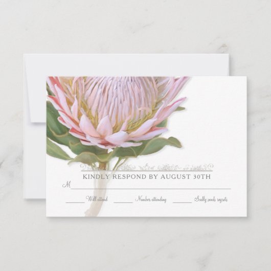 RSVP Moderne Floral Élégant Simple Fleur Protea (Devant)