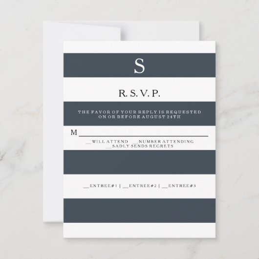 RSVP MODERNE Grandes Rayures Monogrammées (Devant)