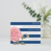 RSVP MODERNE Marine Bleu Stripes rose Peony Flower (Debout devant)