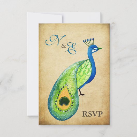 RSVP Monogram Peacock Weddenkaarten (Voorkant)