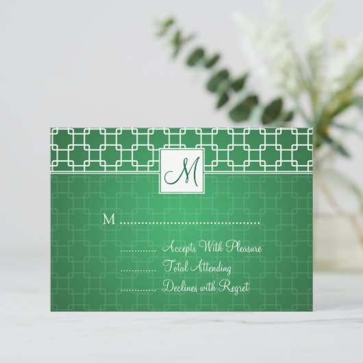 RSVP Monogram Trellis Pattern Green (Staand voorkant)