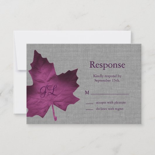 RSVP monogramme de lin pourpre (Devant)