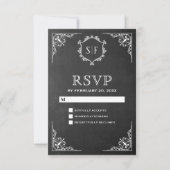 RSVP Monogramme Orné Tableau Noir (Devant)