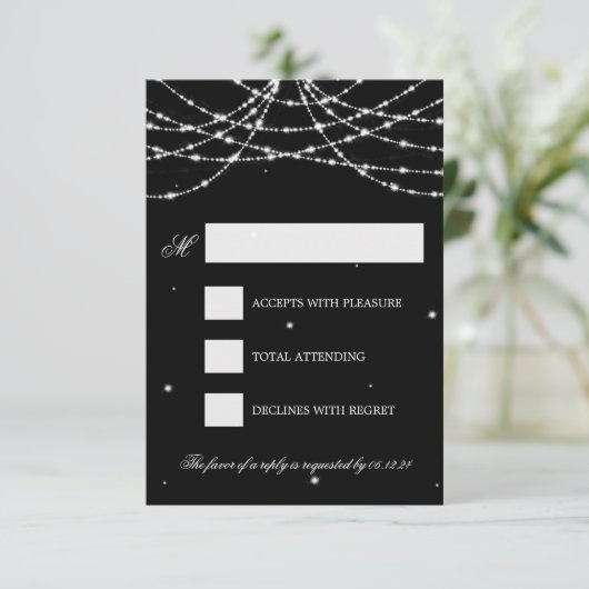 RSVP-mousserend string zwart RSVP Kaartje (Staand voorkant)