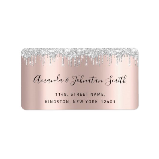 RSVP New Wedding Adress Silver Grey Drift Roos Etiket (Voorkant)