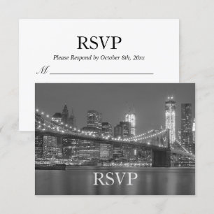 RSVP - New York City Silhouette Brooklyn Bruiloft Kaart