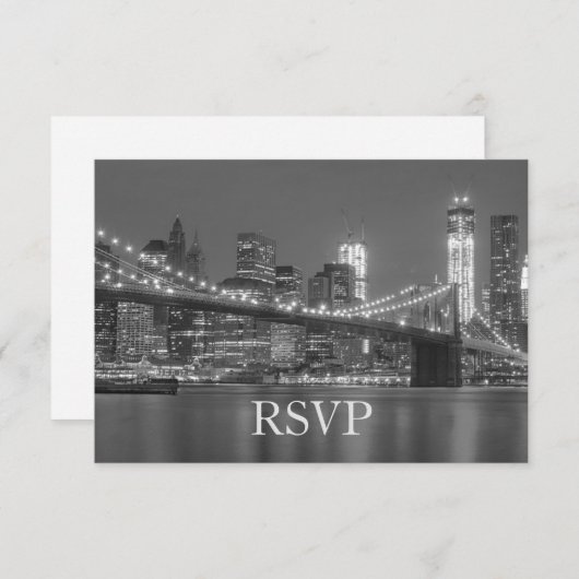 RSVP - New York City Silhouette Brooklyn Huwelijk Kaart (Voorkant / Achterkant)
