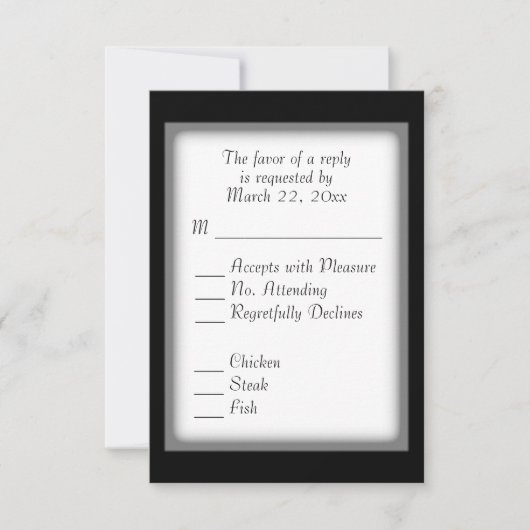 RSVP noir et blanc classique avec choix de menu (Devant)