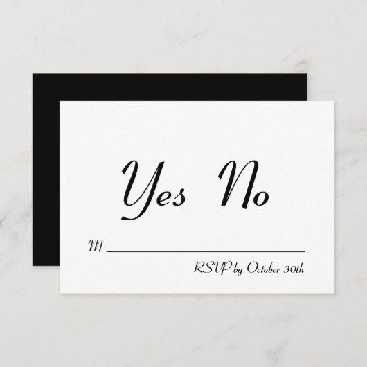 RSVP noir et blanc simple et élégant (Devant / Derrière)