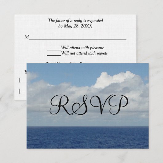 RSVP Ocean Waves Fluffy White Clouds Kaartje (Voorkant / Achterkant)