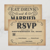 RSVP Old West Rustic Wedding Reply Kaartje (Voorkant / Achterkant)