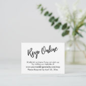 RSVP Online Casual Modern Black White Typografie Informatiekaartje (Staand voorkant)