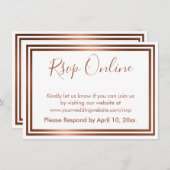 RSVP Online Eenvoudig Elegant Koper op Wit Informatiekaartje (Voorkant / Achterkant)