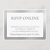 RSVP Online Eenvoudige Elegante Zilveren en Witte Informatiekaartje (Voorkant)
