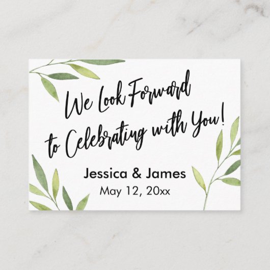 RSVP Online Green Foliage Weddenschap Enclosure Ca Informatiekaartje (Achterkant)