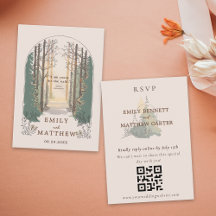 RSVP online QR Code Eenvoudig Elegant Rustiek Bos