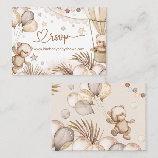 RSVP Online Teddy Bear Baby Baby Informatiekaartje (Voorkant / Achterkant)