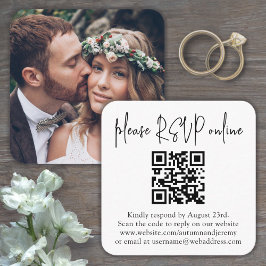 RSVP Online Weddenschap QR-code & fotovierkant Informatiekaartje