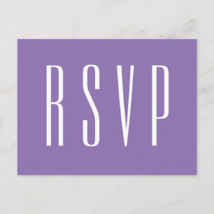 RSVP Paars of ENIG COLOR Weddenschap-antwoord Uitnodiging Briefkaart