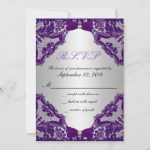 RSVP Paarse en Silver Wedding Uitnodiging