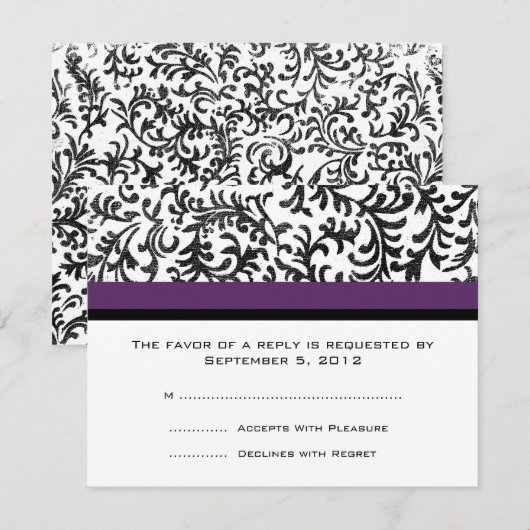 RSVP Paarse en zwarte bruiloft (Voorkant / Achterkant)