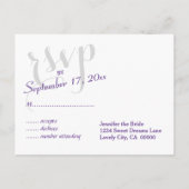 RSVP Paarse of ELKE KLEUR bruiloft reactie Uitnodiging Briefkaart (Achterkant)