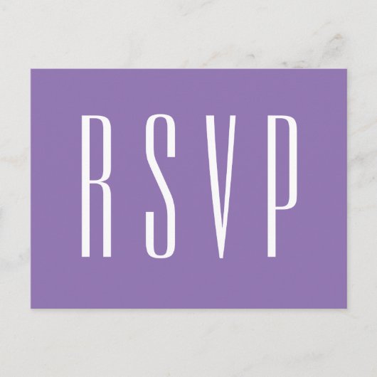 RSVP Paarse of ELKE KLEUR bruiloft reactie Uitnodiging Briefkaart (Voorkant)