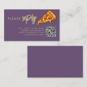 RSVP Paarse Sering Goud PIZZA Modern Minimaal Chic Informatiekaartje (Voorkant / Achterkant)